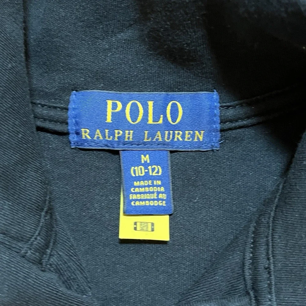 Polo Ralph Lauren Youth Kids M 10-12 Black Flesh Pony 1/4 Zip Long Sleeve Boys